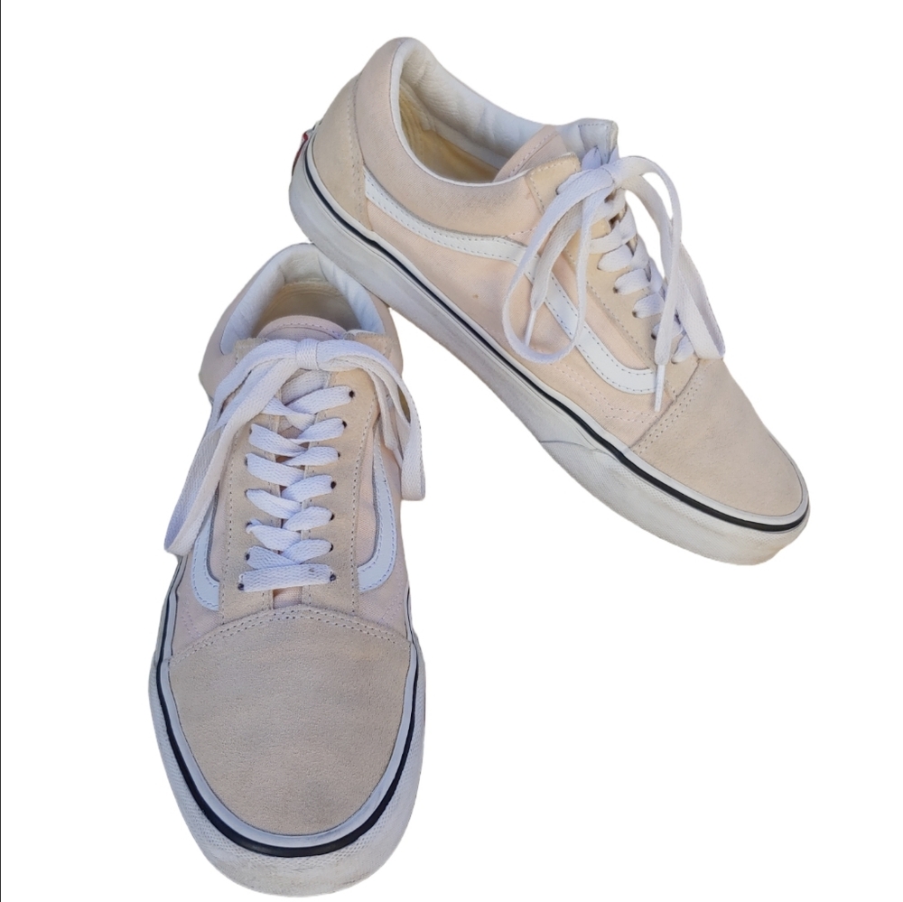 Vans Old Skool Creme Brule Beige Canvas Suede Sneakers Women 10.5
